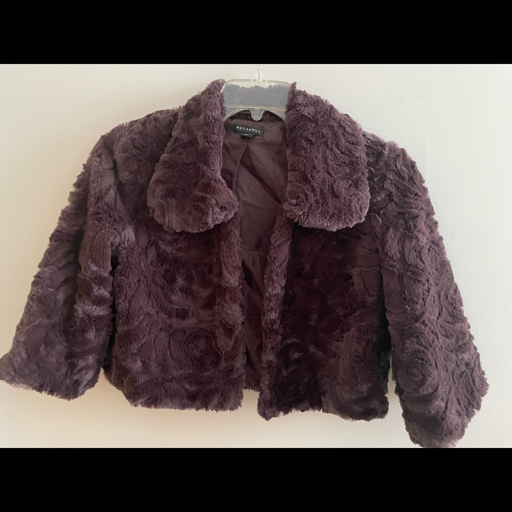 Faux Fur Dark Purple Evening Jacket